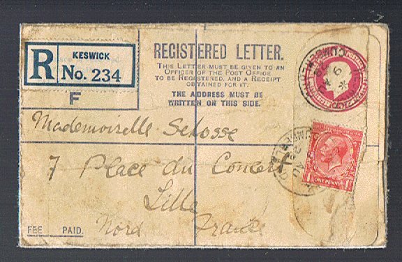 Angleterre - Timbre Sur Enveloppe - N°188- Cachet Simple Cercle CUMBERLAND Vers LILLE  1928.  (voir Description ). - Mercanti