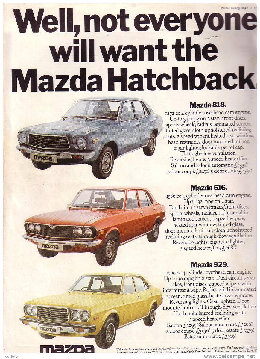 Motor Revue Automobile Anglaise - MAZDA Hatchback Test- Citroen 2200 Leyland 2200 - N° 3891 Mai 1977 - Autres & Non Classés