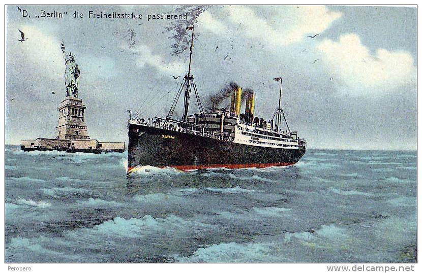 BARCHE SCHIFFE SHIP  " BERLIN " CARTOLINA 1910 - Piroscafi