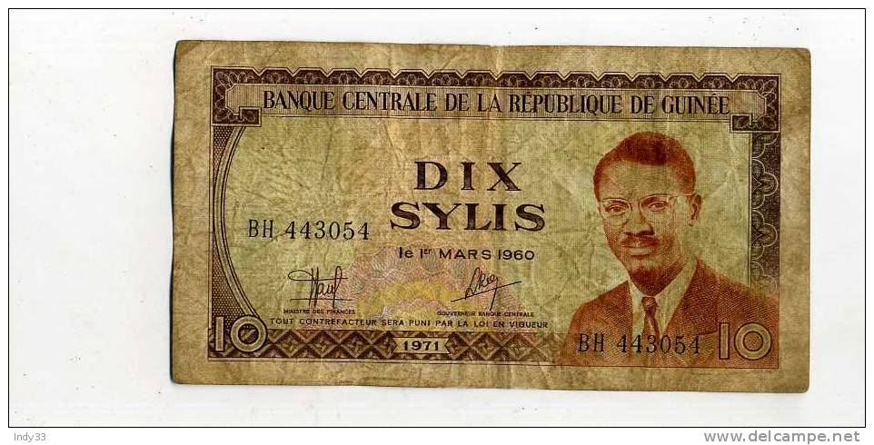 - BILLETS . GUINEE . 10 S. 1960 - Guinea