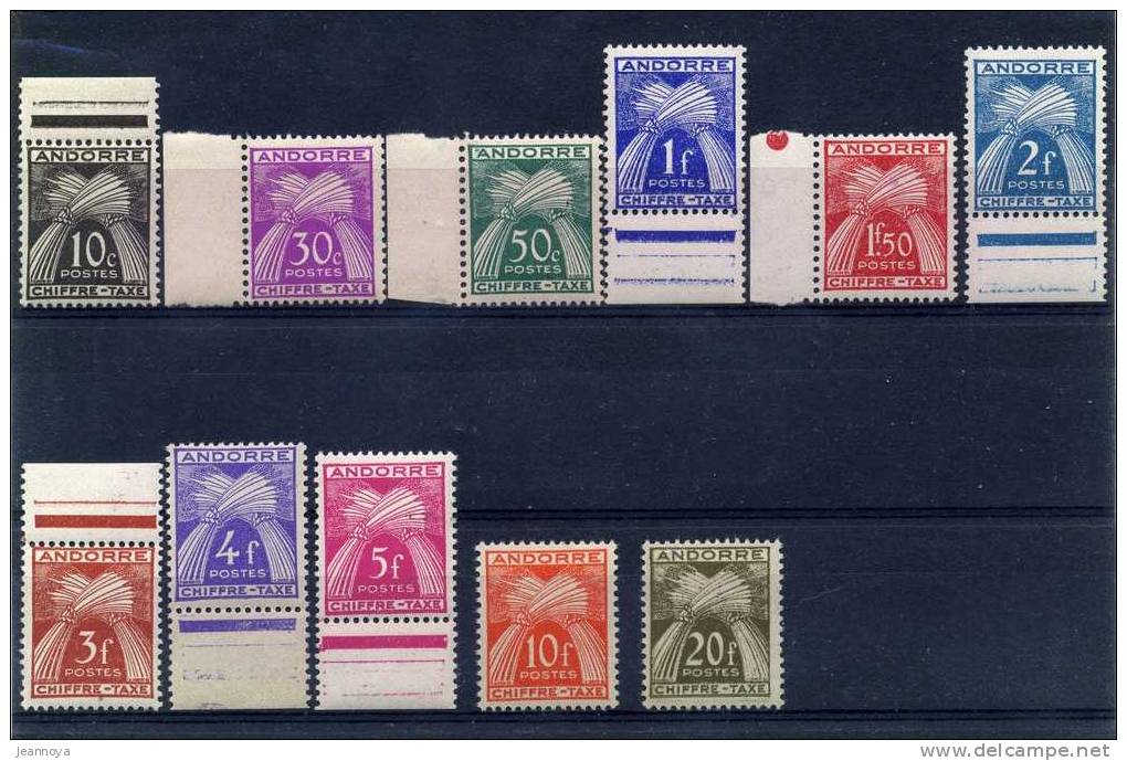 ANDORRE - TAXE N° 21 à 31 * *  - SERIE COMPLETE - LUXE - Unused Stamps