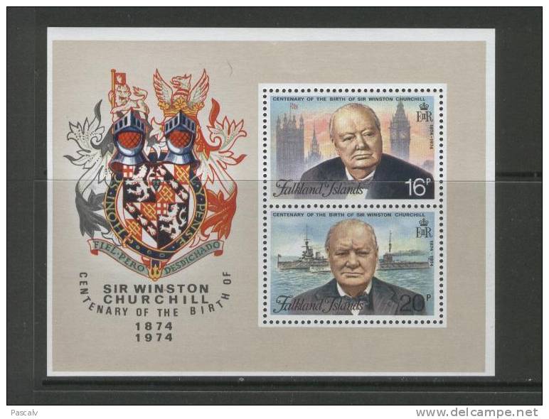 Falkland Bloc Neuf ** Sans Charnière MNH Churchill - Sir Winston Churchill