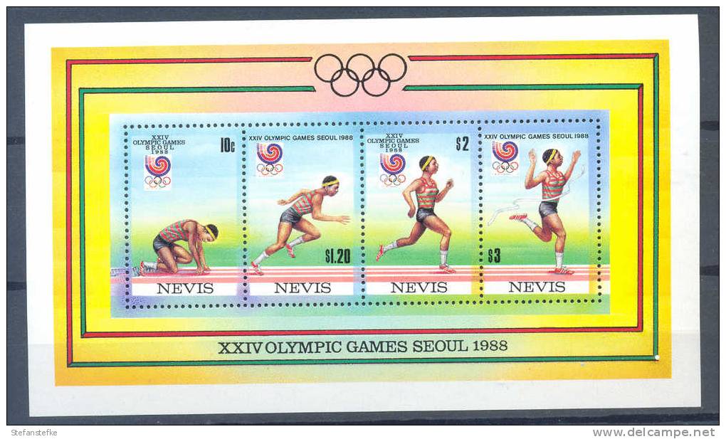 Nevis 1988 Olympic Games  MNH Sheet   (zie SCAN) - St.Kitts-et-Nevis ( 1983-...)