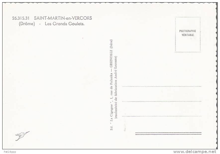 SAINT MARTIN EN VERCORS (26) - CPSM Dentelée Grand Format - Les Grands Goulets (Drôme)  Bon état - Autres & Non Classés