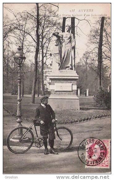 ANVERS 135 LA STATUE VAN SCHOONBEKE (CYCLISTE BEAU PLAN) 1910 - Antwerpen