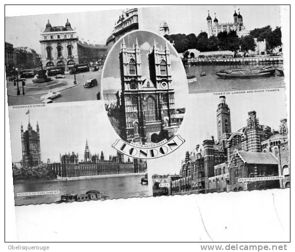 LONDON  5 VUES/ 1 CARTE PICCADILLY CIRCUS WESTMINSTER HOUSE OF COMMONS - Piccadilly Circus