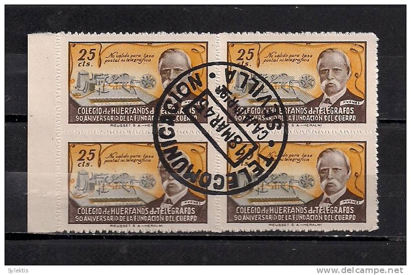 SPAIN 1945 HUERFANOS DE TELEGRAFOS SEVILLA BL4 #2 - Telegraph