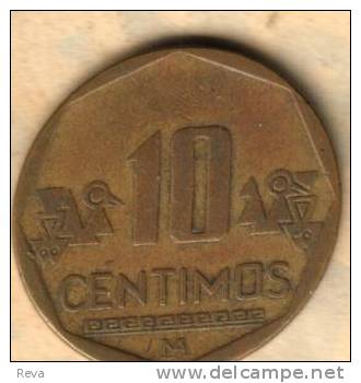 PERU 10 CENTIMOS WRITING FRONT  EMBLEM BACK 2001 KM? READ DESCRIPTION CAREFULLY !!! - Pérou