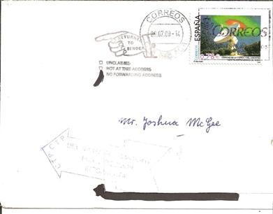 Ep318/ / - SPANIEN -Retour-Brief Ex Spanien 2009 (Astronomie-Zentrum) - Storia Postale