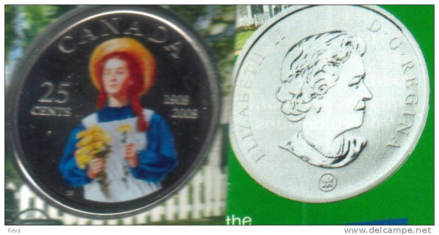 CANADA 25 CENTS ANNE OF GREEN GABLES COLOURED FRONT QEII BACK 2008 UNC  READ DESCRIPTION CAREFULLY!!! - Canada