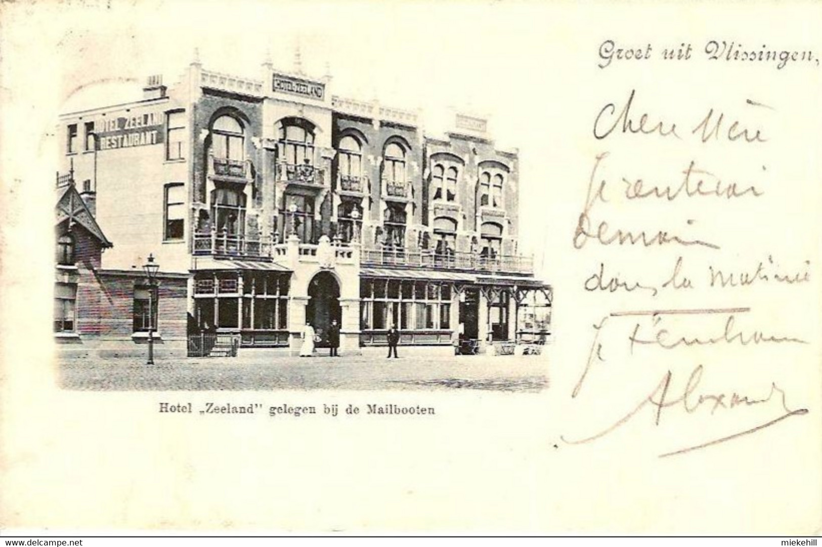 VLISSINGEN-HOTEL ZEELAND Gelegen Bij De Mailbooten-stempel AMSTERDAM-VLISSINGEN-cachet Ambulant-marcophilie - Vlissingen