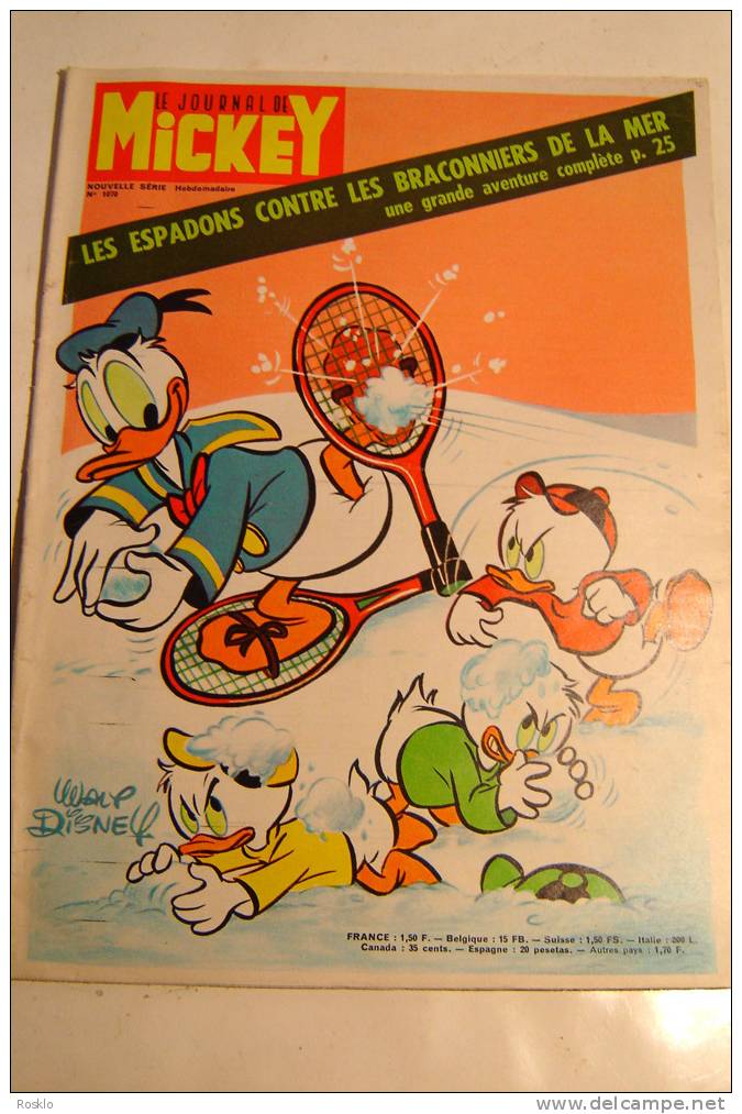 BD / JOURNAL DE MICKEY N°1070  DE 1972 / 40 PAGES  /  TRES BEL ETAT - Journal De Mickey