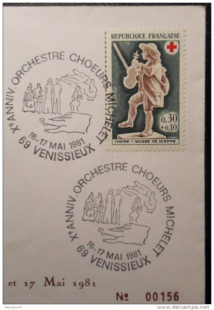 FRANCE 1981 VENISSIEUX ANNIVERSAIRE ORCHESTRE CHOEURS MICHELET - Storia Postale