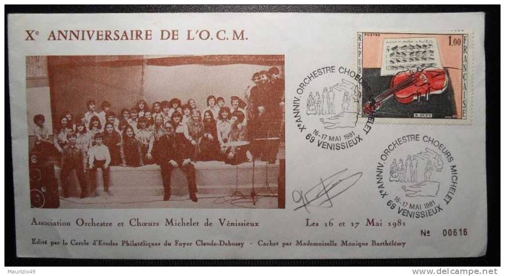 FRANCE 1981 VENISSIEUX ANNIVERSAIRE ORCHESTRE CHOEURS MICHELET X - Storia Postale