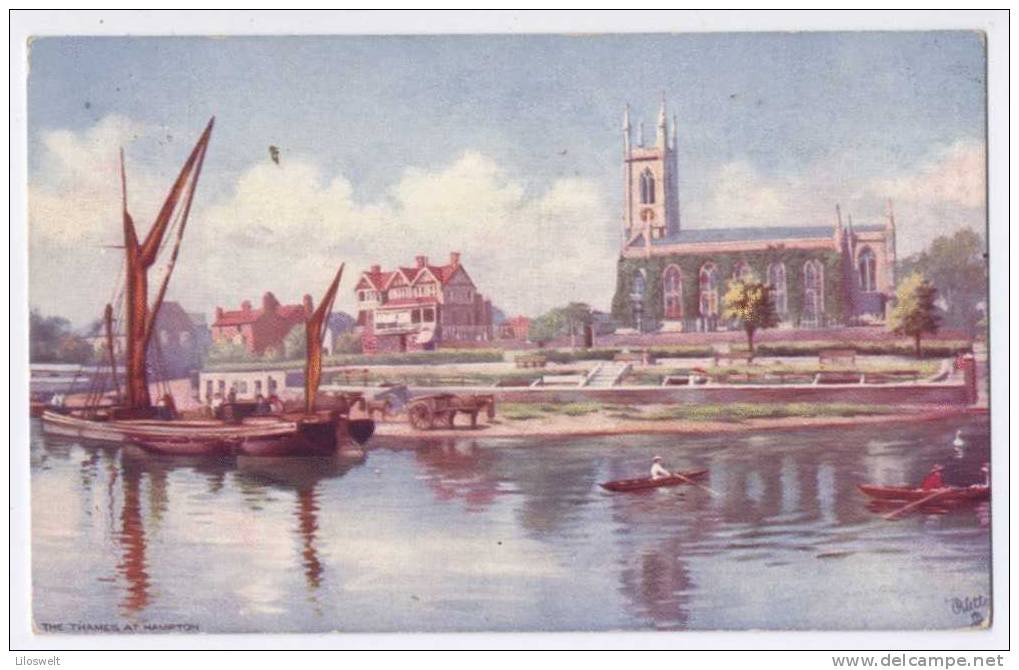 The Thames At Hampton Tuck OILETTE UP THE RIVER Series VIII Postacard 7028 - River Thames