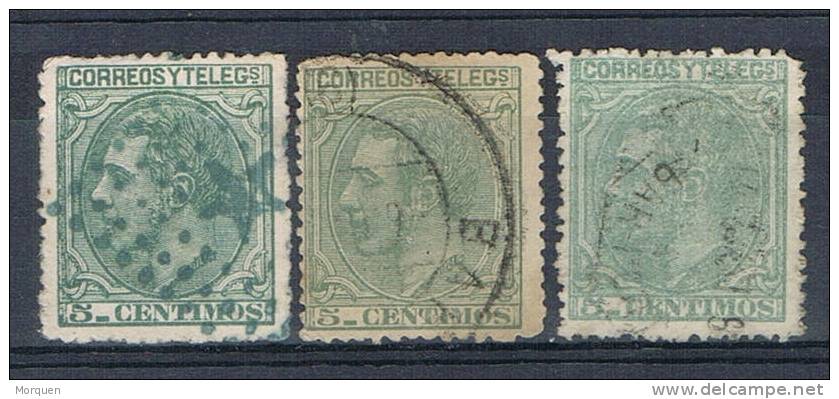 España, VARIEDAD 5 Cts Alfonso XII, Num 201-201a º - Used Stamps