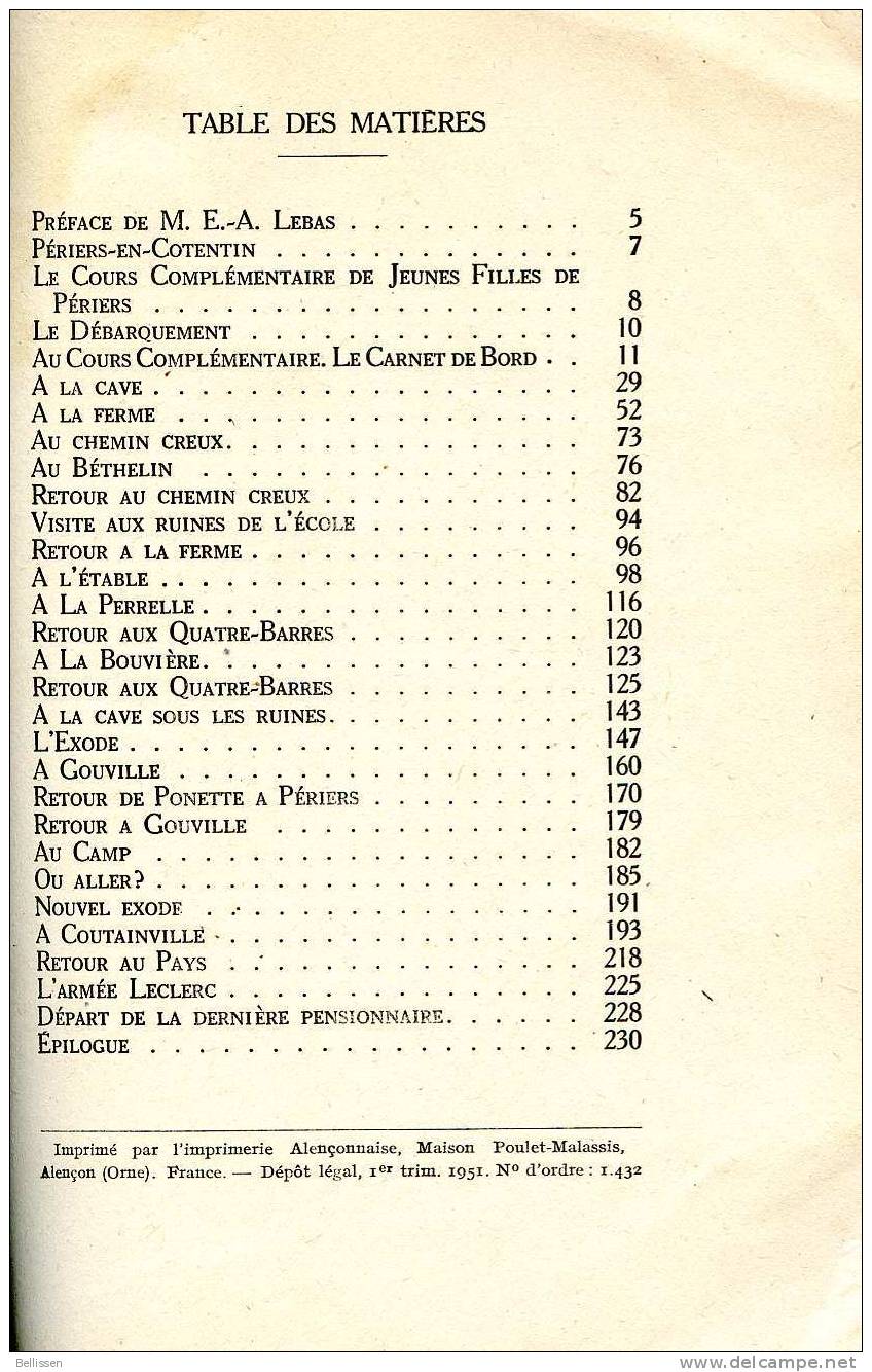 Carnet De Bord Des Pensionnaires Sous Les Bombes Par Mme MARIE 1951 Calvados PERIERS - Normandië