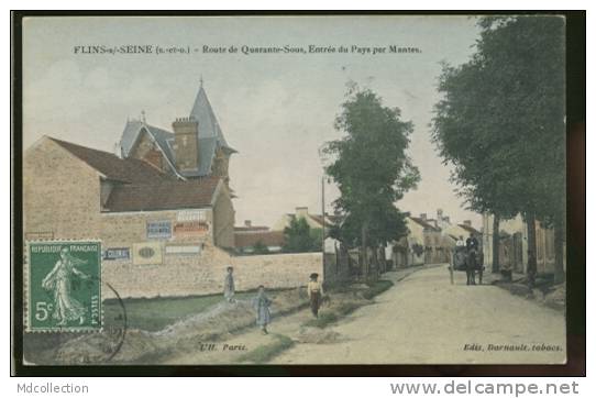 78 FLINS SUR SEINE / Route De Quarante Sous, Entrée Du Pays Par Mantes / BELLE CARTE COULEUR - Flins Sur Seine