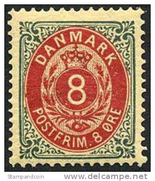 Denmark #28d VF/XF Mint Hinged 8o Gray & Analine Red From 1886 - Ungebraucht