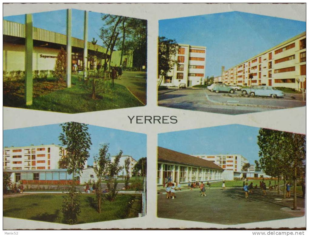 91 - YERRES - Immeubles, école. Multivues (CPSM) - Yerres