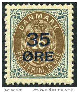Denmark #79 SUPERB Mint Hinged 35o On 16o From 1912 - Unused Stamps