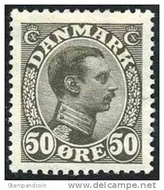 Denmark #122a SUPERB Mint Hinged 50o Dark Grey From 1921 - Unused Stamps