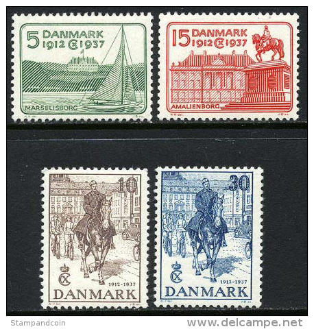 Denmark #258-61 Mint Hinged King Christian 25th Anniv. Set From 1937 - Neufs