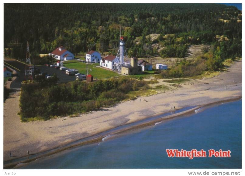 Whitefish Point Light House, Near Paradise MI, Lake Superior On 1990s Vintage Postcard - Lighthouses