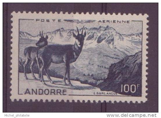 ANDORRE N° 1**   PAR AVION NEUF SANS CHARNIERES    ISARD ET CHAINE DE MONTAGNE - Airmail