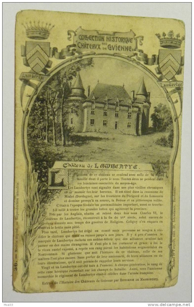 Carte Postale  Ancienne : Histoire Du Chateau De LAMBERTIE - Autres & Non Classés