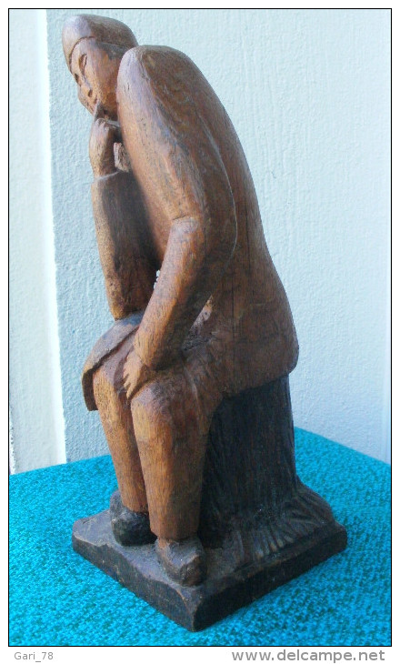 HOMME EN BOIS SCULPTE , Création Locale, Du Sud Ouest, Hauteur 24.5 Cm - Holz