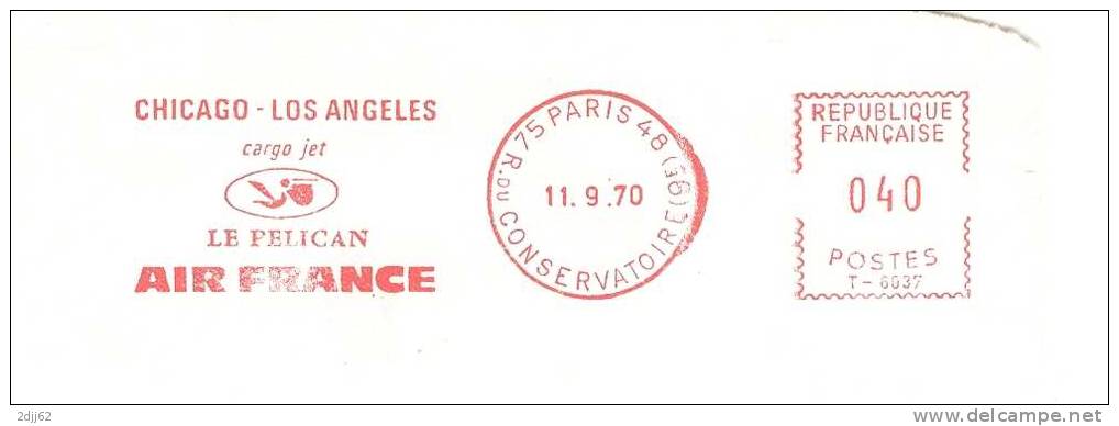 Avion, Chicago, Los Angeles, Air France, "Le Pélican" - EMA Havas -  Devant D'enveloppe   (E345) - Pélicans