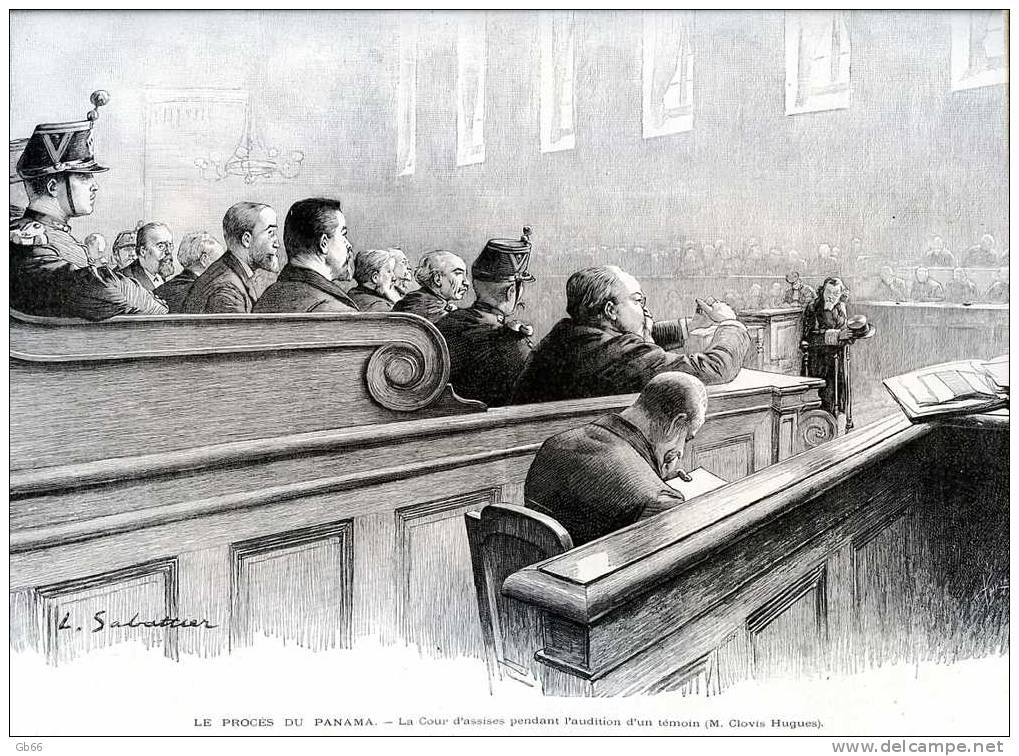 Procès Du Panama, Impressions D´audience, Dessins De Sabattier       Gravure    1898 - Collections