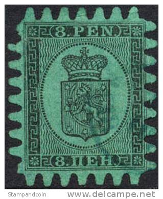 Finland #7 Used 8p Black/Green Of 1867 - Usados