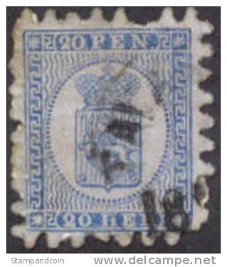 Finland #9 Used 20p Blue Of 1866 - Oblitérés