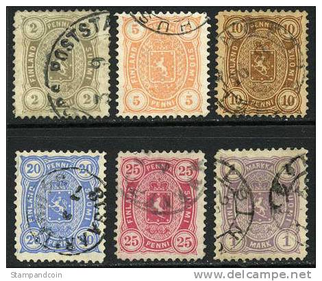 Finland #25-30 Used Set From 1881-83 - Usati