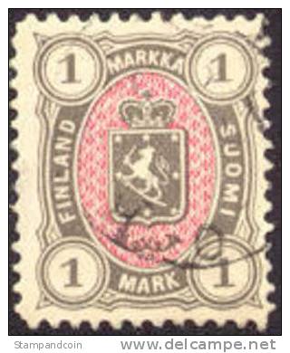 Finland #35 Used 1m Gray & Rose From 1885 - Oblitérés