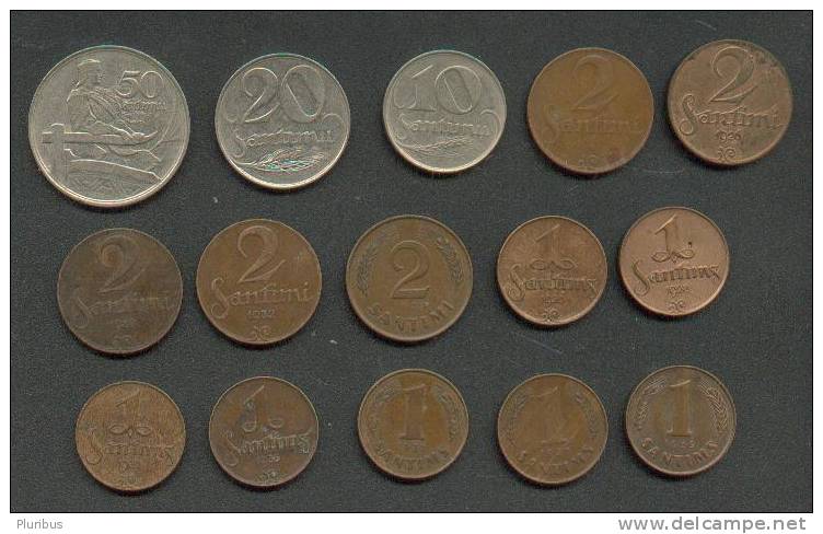 LATVIA , COLLECTION OF 15 DIFFERENT COINS - Lettonie