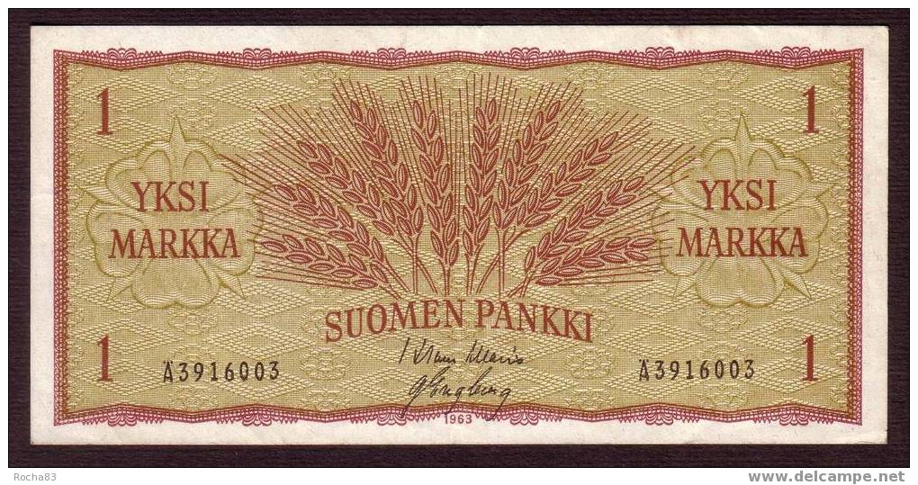 Billet - FINLANDE - 1 Markkaa - De 1963 - P 98a - Finland