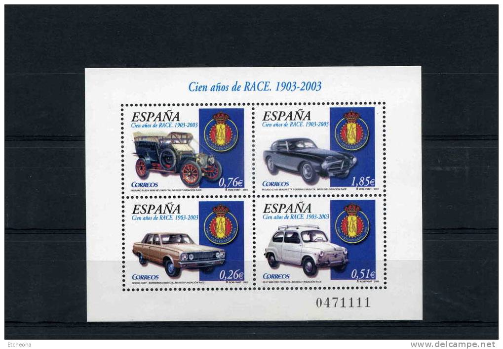 = Centenaire Du RACE (Automobile Club Royal D'Espagne) Voitures (Collection Musée Fondation RACE)...... - Blocs & Hojas