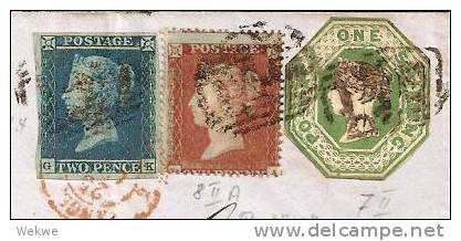GBV219/ Mi.Nr. 4 IIb, Pl. 4, 7 II, 8 IIA (perf. 16) 3 Farben 1854, Nach Bilbao, Spanien - Brieven En Documenten