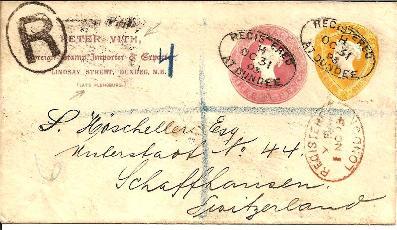 GBV232/ Private Stationery Peter Vith, Dundee, Registered In Die Schweiz 1893 - Storia Postale