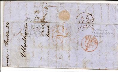 GBV068/ Cover,  Mi.Nr. 6a Marginaly Almost Perfect, Lightly Canceled, 10 D-rate To Spain 1855 - Briefe U. Dokumente