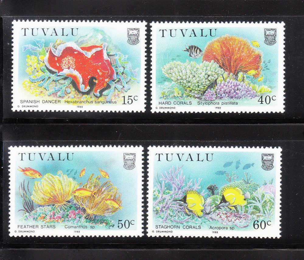 Tuvalu 1988 Marine Life Fish And Corals MNH - Tuvalu (fr. Elliceinseln)