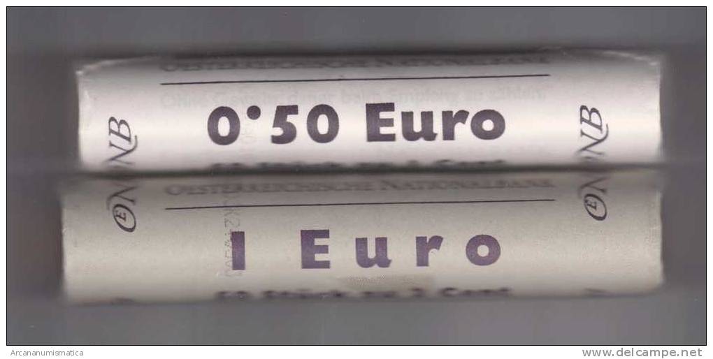 AUSTRIA  Lote 2 Cartuchos/Rolls  0,01€ (50 Monedas/Coins) 2.002 + 0,02€ (50 Monedas/Coins) 2.002  SC/UNC    DL-7899 - Autriche