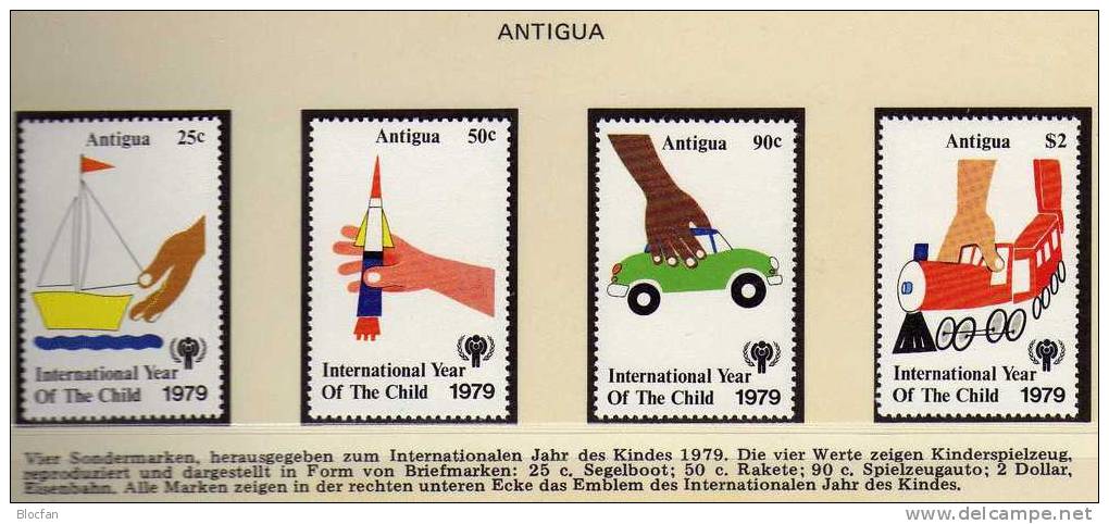 Kinder-Spielzeug UNO Jahr Des Kindes Antigua 538/1+  Block 42 ** 5€ Segelboot,Rakete,Auto,Eisenbahn - Antigua Und Barbuda (1981-...)