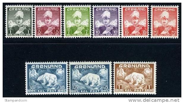 Greenland #1-9 Mint Never Hinged Set From 1938-46 - Ungebraucht