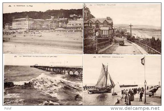 4 Cpa - Trouville - La Jetee, L' Entree Du Port, Vue Generale (auto), La Plage .   (12304) - Trouville