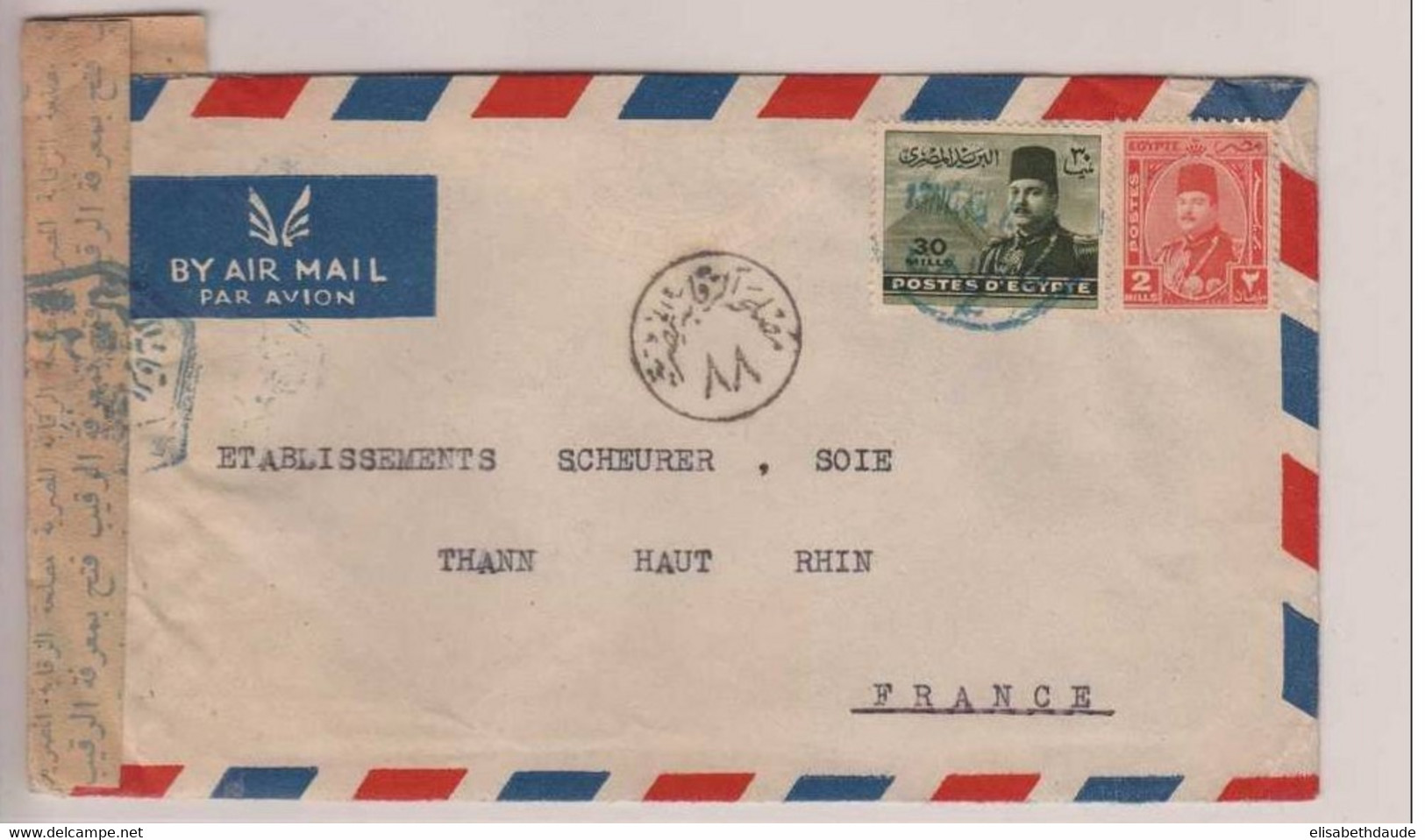 Egypte - ENVELOPPE Avec CENSURE  Pour Thann - 1945 - Briefe U. Dokumente