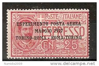 1917 REGNO POSTA AEREA ROMA TORINO MH * - RR6926-2 - Posta Aerea